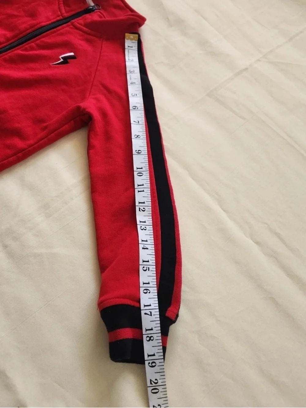 Wonder Nation Boys XS 4-5 Brilliant Red Zip Up Track Jacket Lightning Bolt